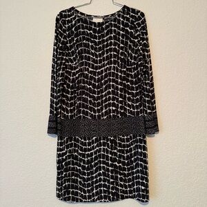 Donna Morgan Black and White Long Sleeve Dress